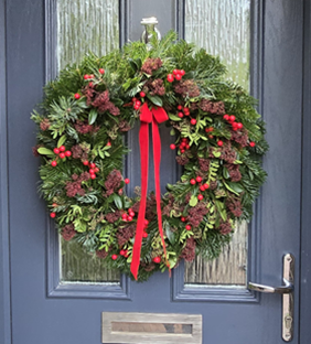 Fresh Christmas door wreath by Floral Fusions by Kim